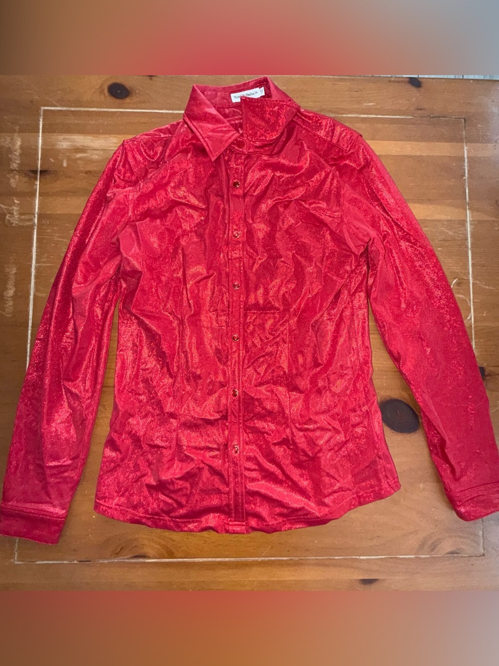 Ranch dressn women’s red shiny Button-Up Shirt